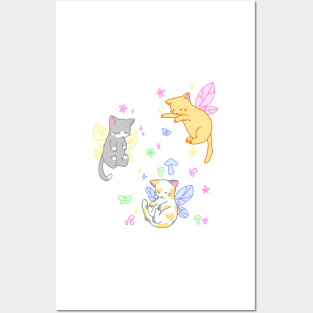 fairy kitties (rainbow) Posters and Art